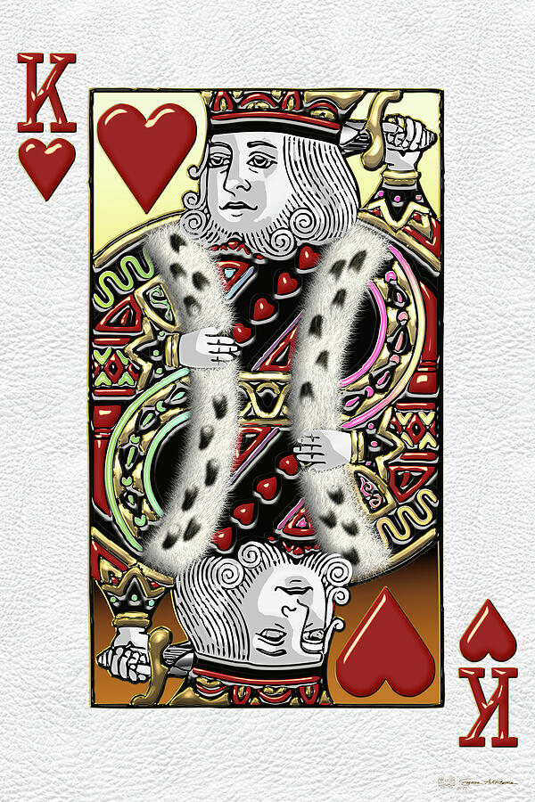 King of Hearts over White Leather Digital Art by Serge Averbukh - Fine ...