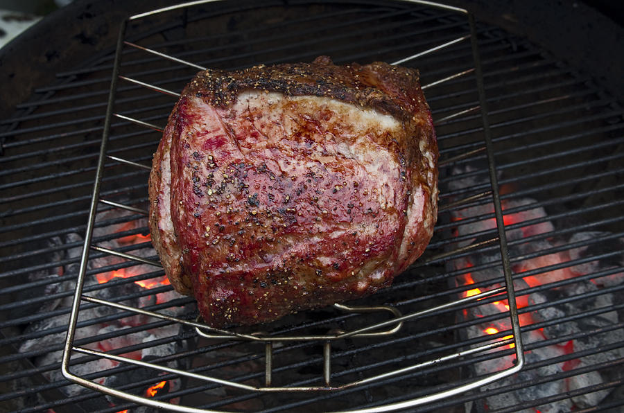 Prime Rib Photograph - King of Roast on Weber BBQ by Rob Mclean 