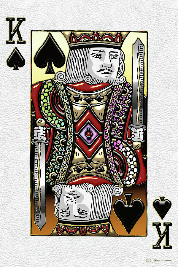 King of Spades over White Leather  Digital Art by Serge Averbukh