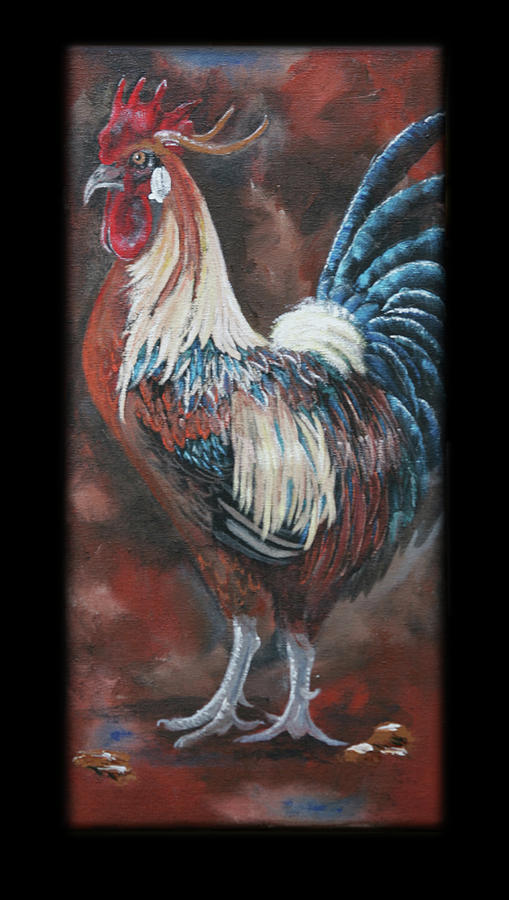 Rooster Painting - King Of The Barnyard by Robin Lee Rooster Painting - King Of The Barnyard by Robin Lee