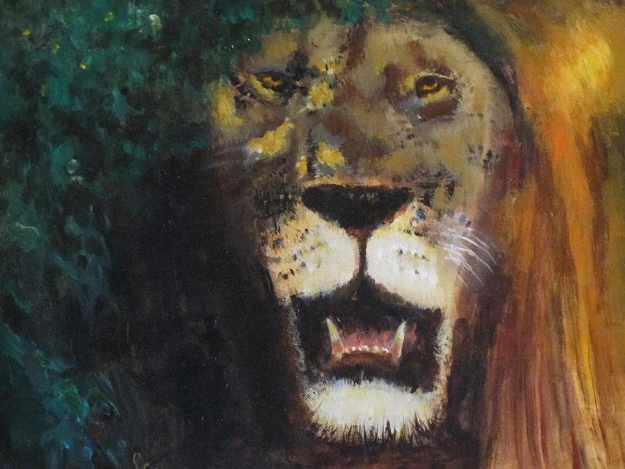 Jungle Painting - King of the Mane by Les Smith