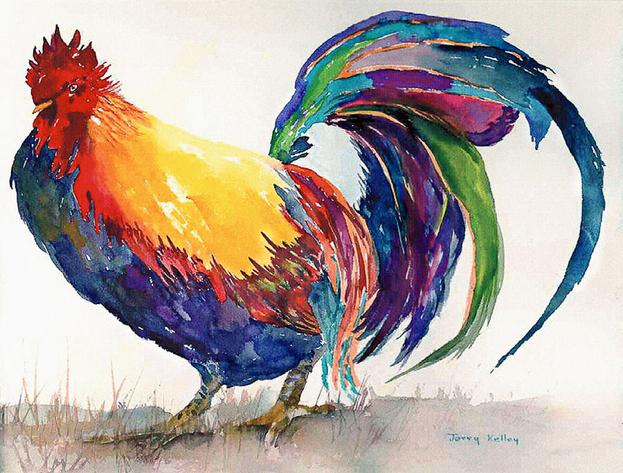 Rooster Painting - King of the Roost by Jerry Kelley