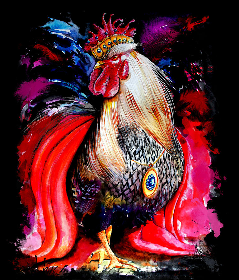 King Rooster Painting by Isabel Salvador