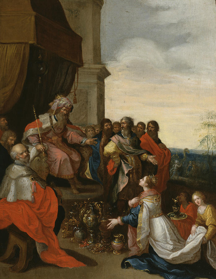 Flemish Painters Painting - King Solomon Receiving the Queen of Sheba by Frans Francken the Younger