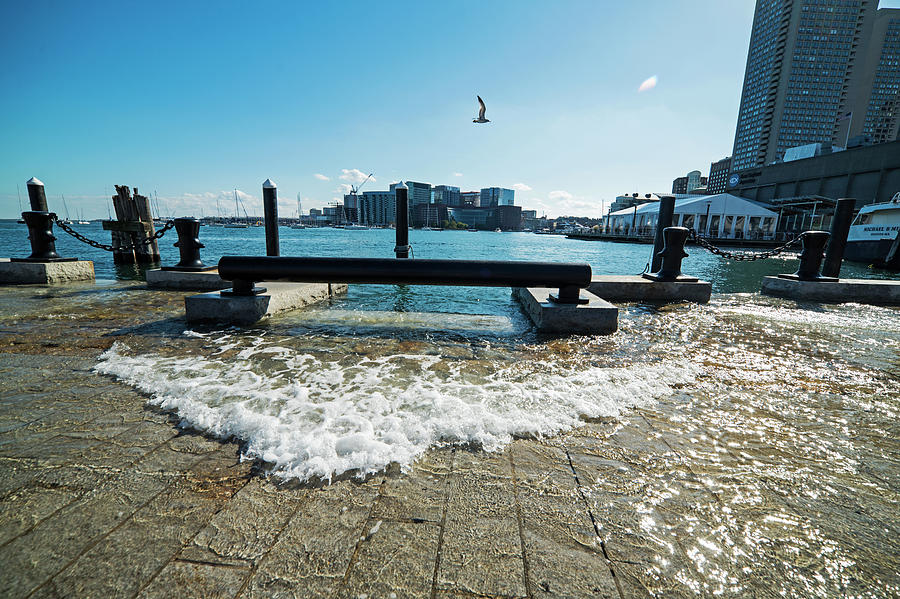 King Tide on the Boston Waterfront Boston MA Photograph by Toby McGuire