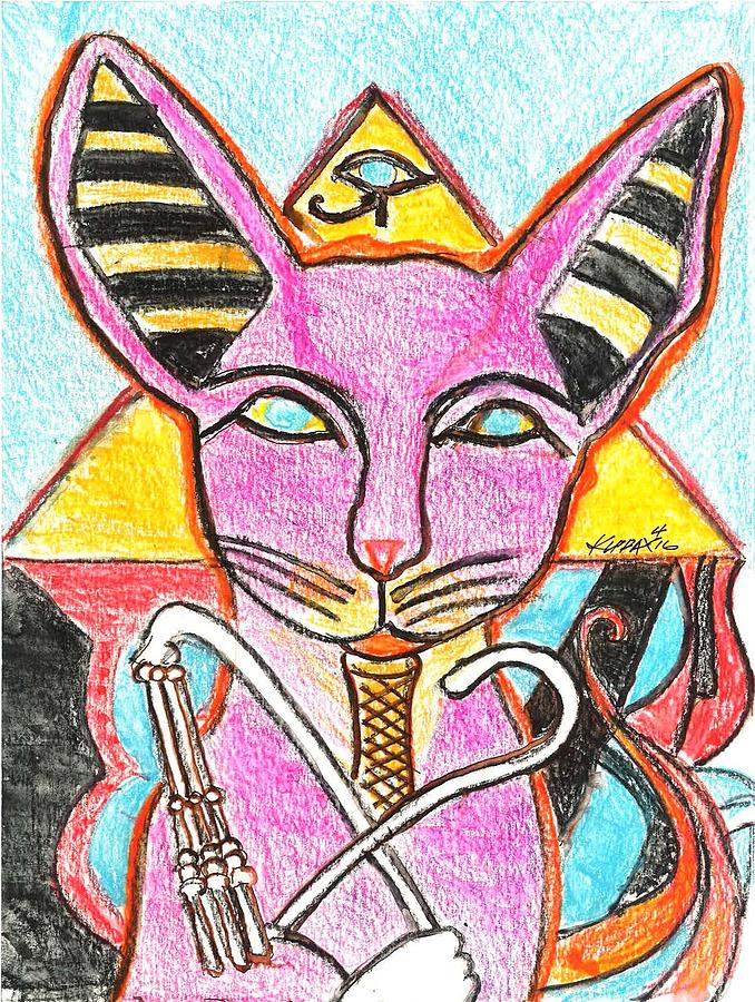 King Tut Kitty Pastel by Kippax Williams