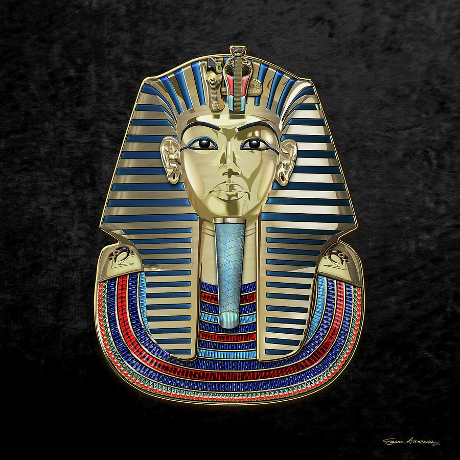 King Tut -Tutankhamuns Gold Death Mask over Black Velvet Digital Art by Serge Averbukh