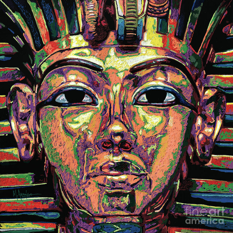 King Tutankhamun Death Mask Painting by Maria Arango