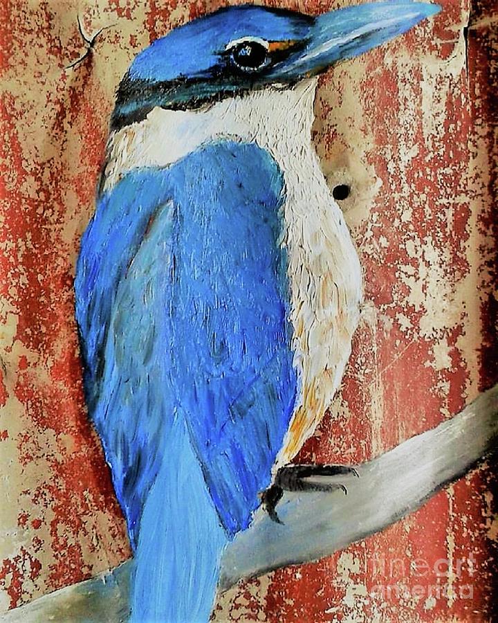 Kingfisher And Rust Mixed Media by Tracey Lee Cassin