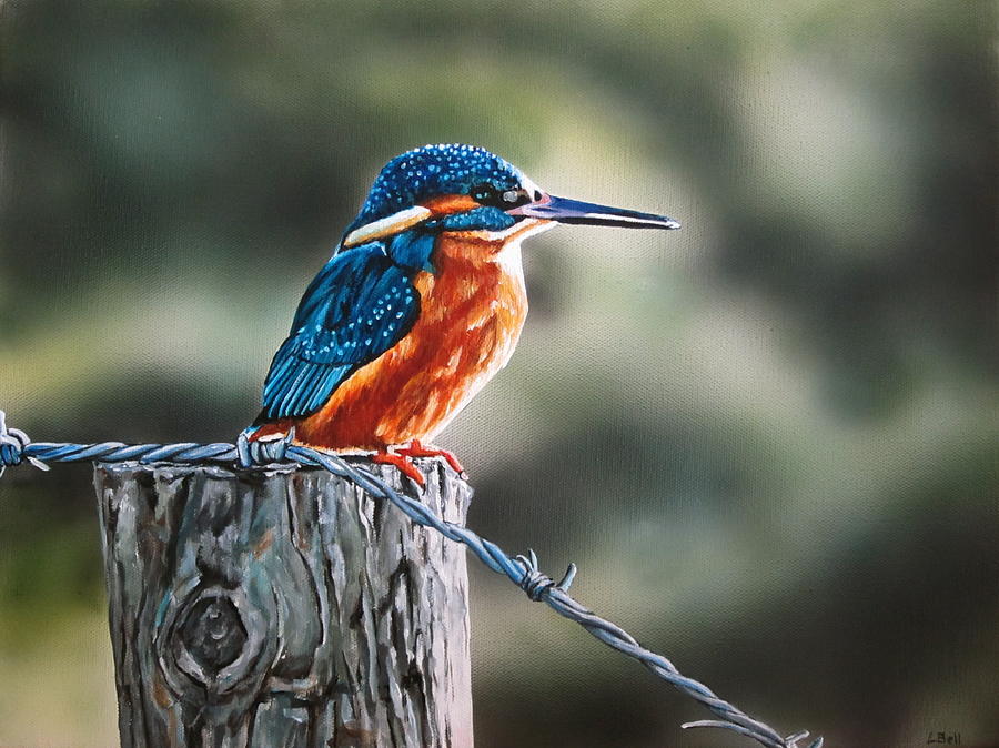 Wildlife Painting - Kingfisher by Lillian  Bell