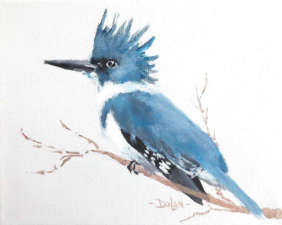 Kingfisher on a Branch Painting by Pat Dolan