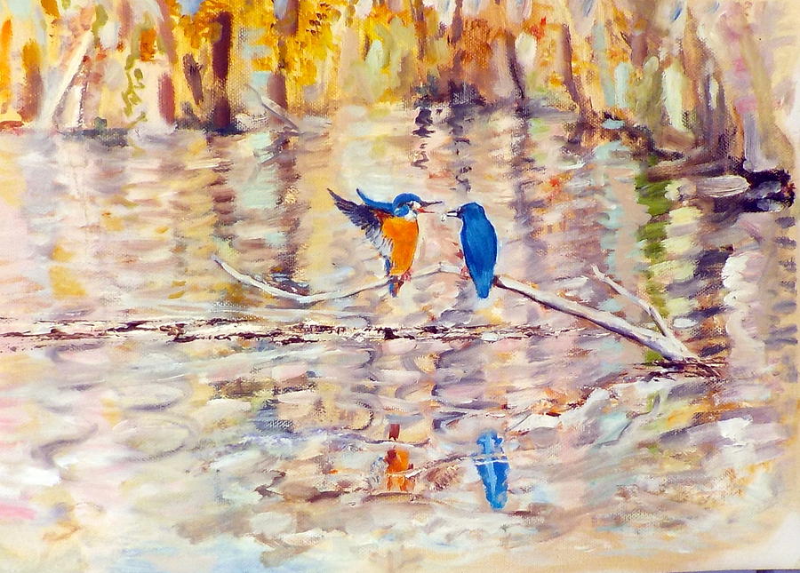 Kingfishers Painting by Chris Walker