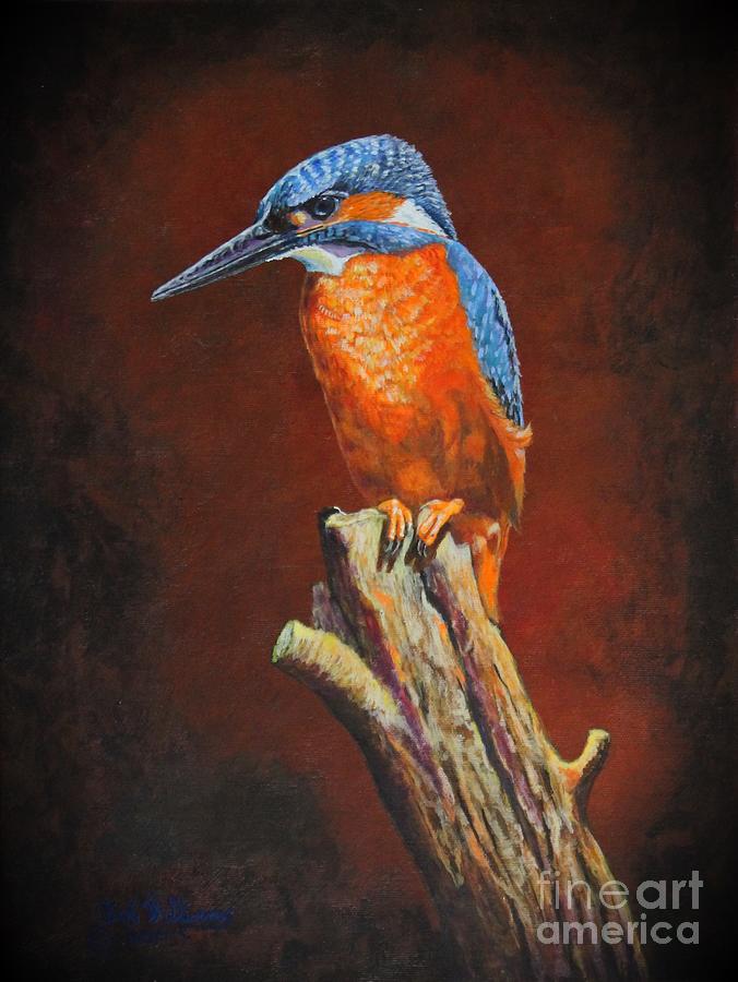 Kingfisher.....Waiting for Dinner Painting by Bob Williams