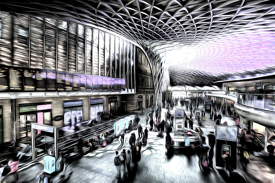 Kings Cross Rail Station London Futuristic Art Mixed Media by David Pyatt