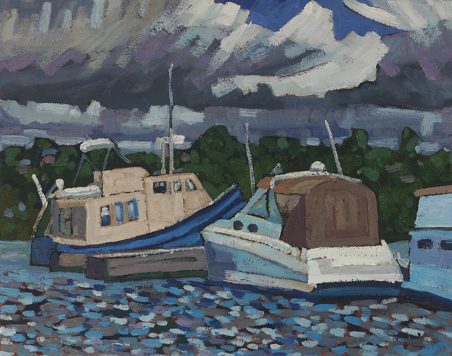 Kingston Marina Slips Painting by Phil Chadwick