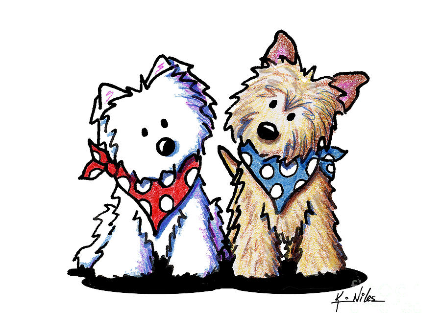 Westie Drawing - Kiniart Butch And Sundance by Kim Niles Westie Drawing - Kiniart Butch And Sundance by Kim Niles