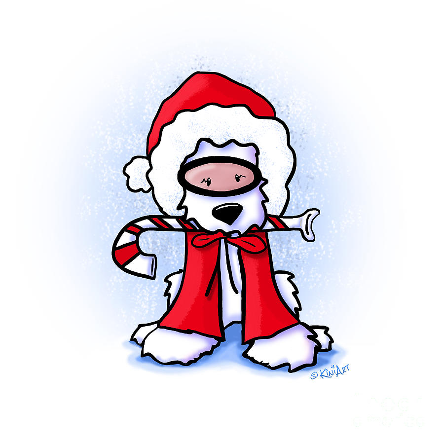 KiniArt Snorkel Westie Santa Drawing by Kim Niles aka KiniArt