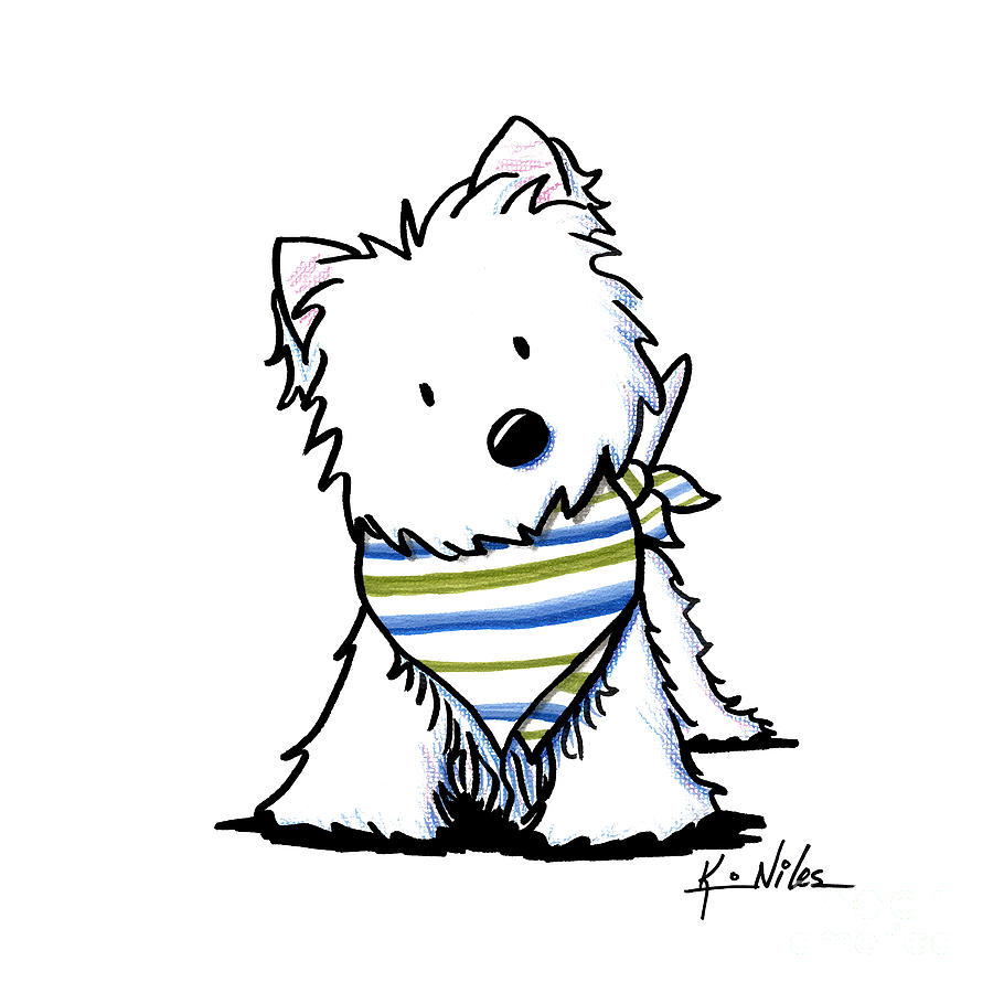 KiniArt Westie Terrier Drawing by Kim Niles aka KiniArt