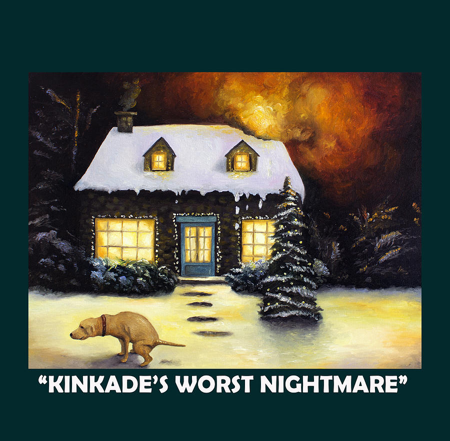 Winter Painting - Kinkades Worst Nightmare with Lettering by Leah Saulnier The Painting Maniac