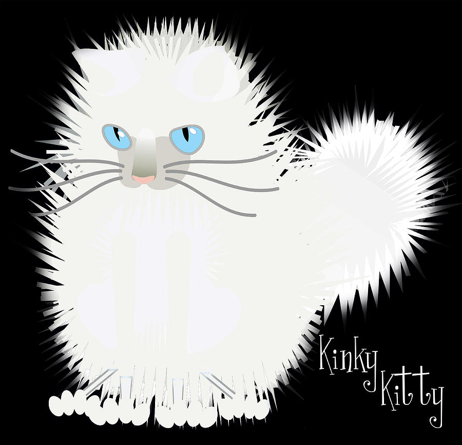 Kinky Kitty - Kitty Freak White Digital Art