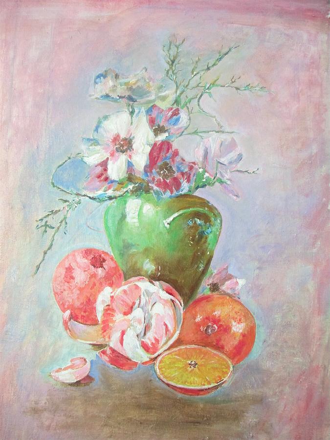 Kino,flower and vase Painting by Khalid Saeed