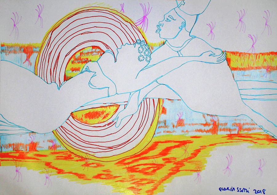 Kintu and Nambi En Route To Earth Painting by Gloria Ssali