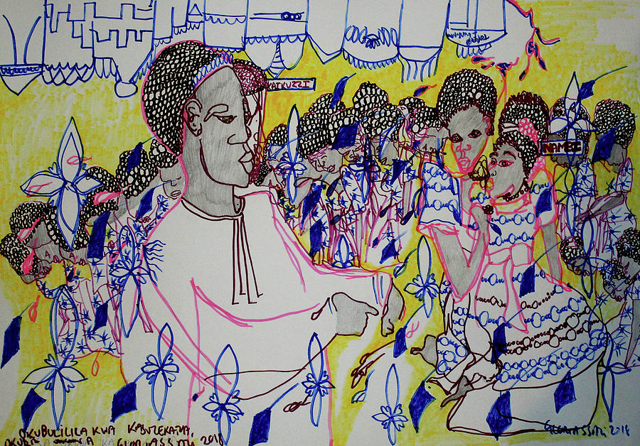 Kintu and Nambi Kasuze Katya Painting by Gloria Ssali