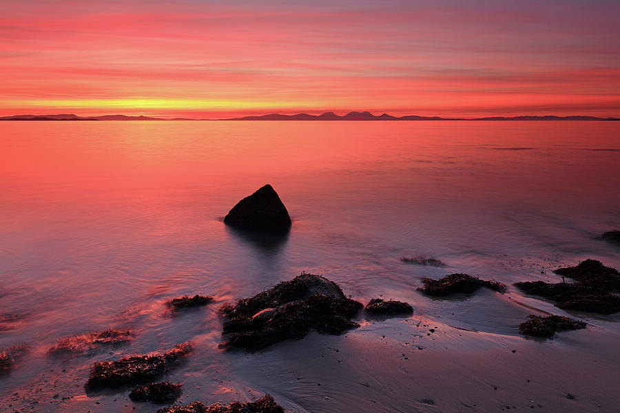 Sunset Photograph - Kintyre Rocky Sunset 2 by Grant Glendinning