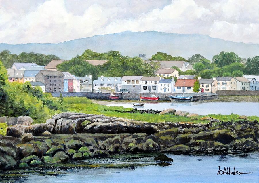 Kinvara from Dunquaire Castle Painting by Bill Hudson