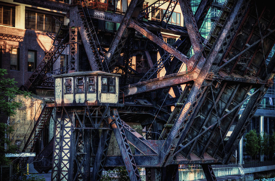 Chicago Photograph - Kinzie Rail Bridge Detail by Nisah Cheatham