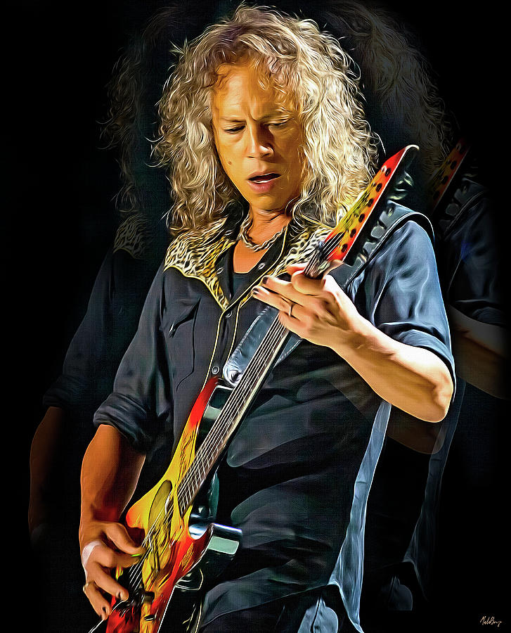 Kirk Hammett, Metallica Digital Art by Mal Bray
