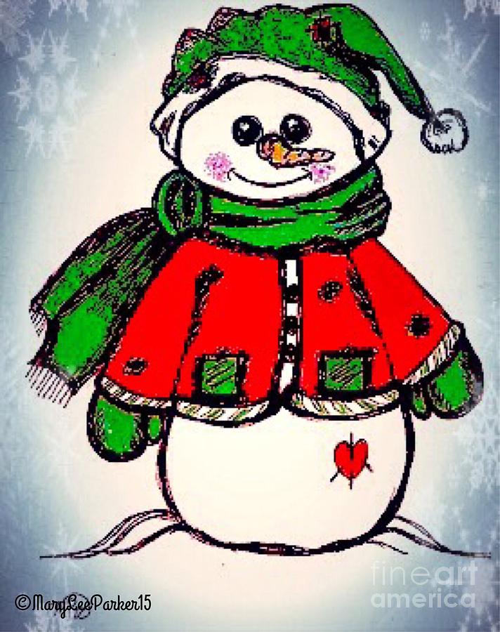 Kirk The Snowman Mixed Media by MaryLee Parker
