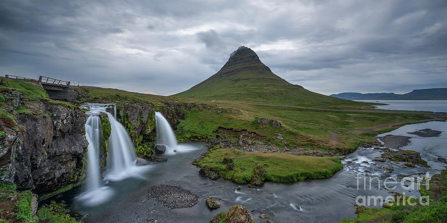 Nature Photograph - Kirkjufell and Kirkjufoss Iceland Waterfall and Mountain by Michael Ver Sprill