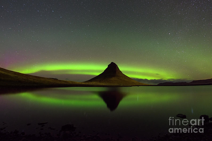 Sunset Photograph - Kirkjufell Aurora Reflections by Michael Ver Sprill