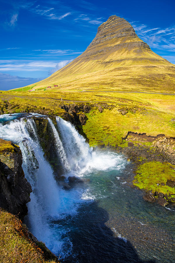 Nature Photograph - Kirkjufell mountain and Kirkjufellfoss waterfall in Iceland by Matthias Hauser