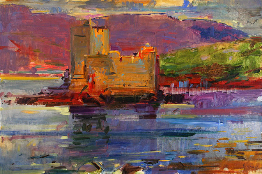 Castle Painting - Kisimul Castle and Vatersay by Peter Graham