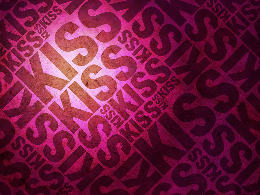 Kiss Kiss Words on Pink Digital Art by Michael Tompsett