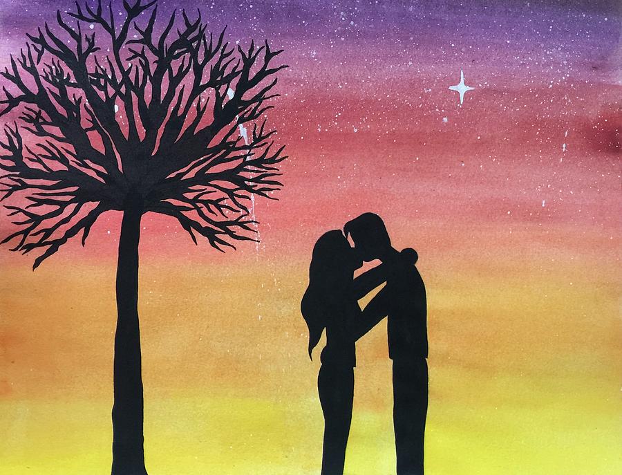 Kiss Of Sunset Drawing by Elaine Du