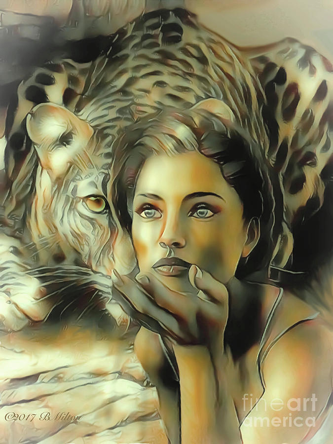 Kiss Of The Leopard Woman Mixed Media by Barbara Milton