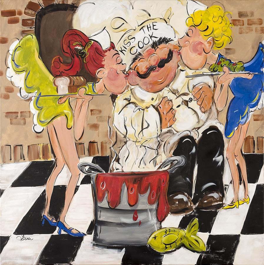 Kiss the Cook Painting by Terri Einer