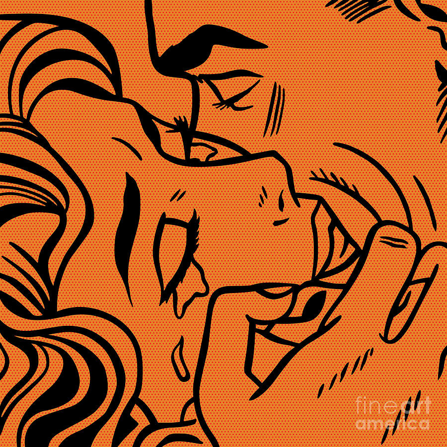 Kiss V - 1964_2 Orange Digital Art