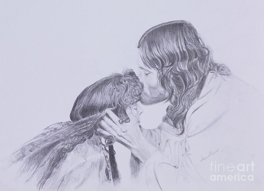 Kissed By Redemption From The Life Of Jesus Series Drawing By