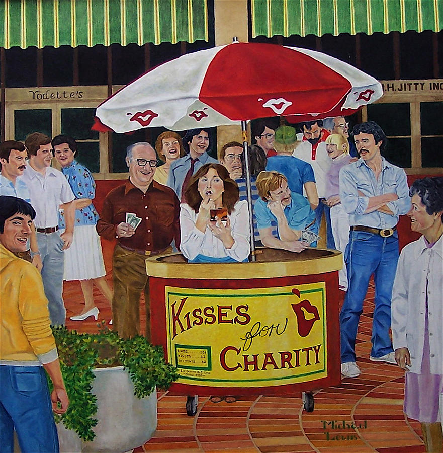 Illustration Painting - Kisses For Charity by Michael Lewis Illustration Painting - Kisses For Charity by Michael Lewis