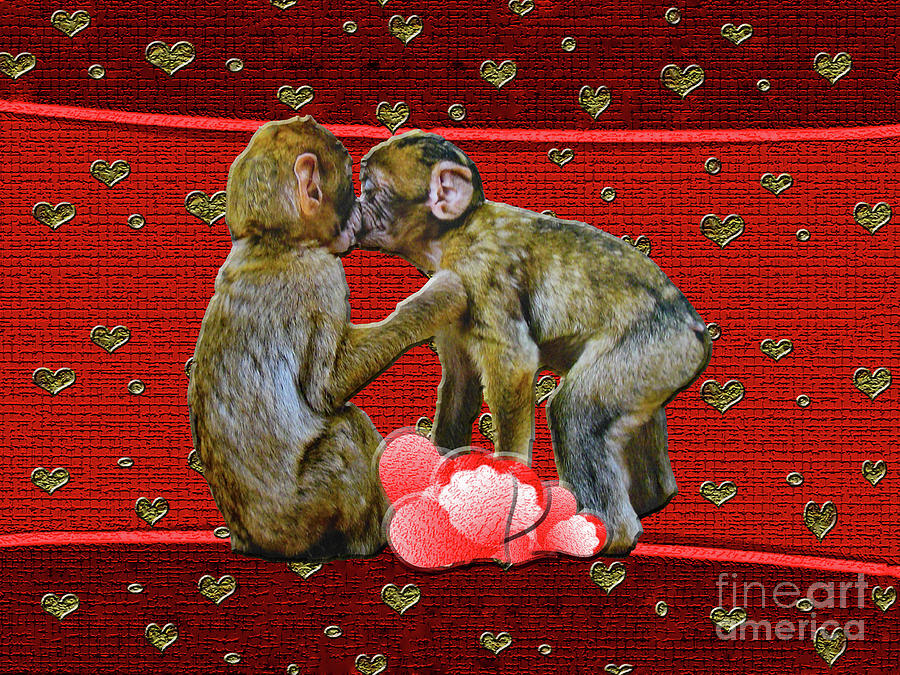 Kissing Chimpanzees Hearts Photograph by Rockin Docks Deluxephotos