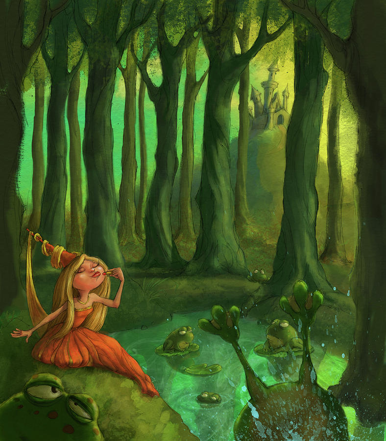 Princess Digital Art - Kissing Frogs by Andy Catling