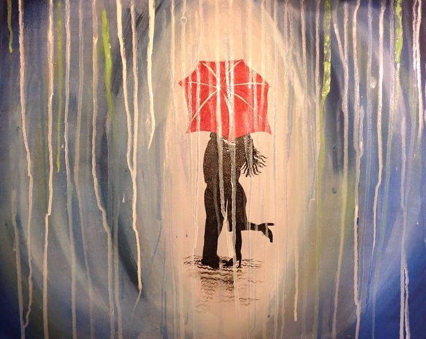 Rain Painting - Kissing In The Rain by Crystal White