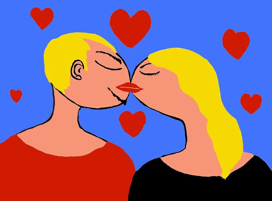 Kissing Digital Art by Laura Smith