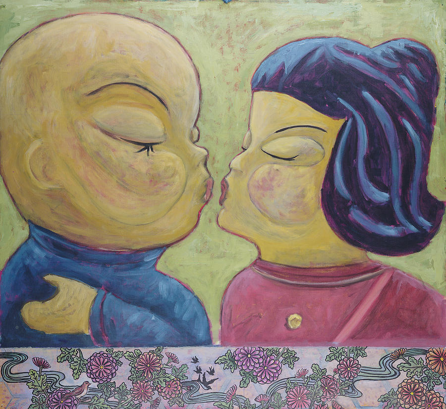 Japanese Painting - Kisu by Pegeen Shean Japanese Painting - Kisu by Pegeen Shean