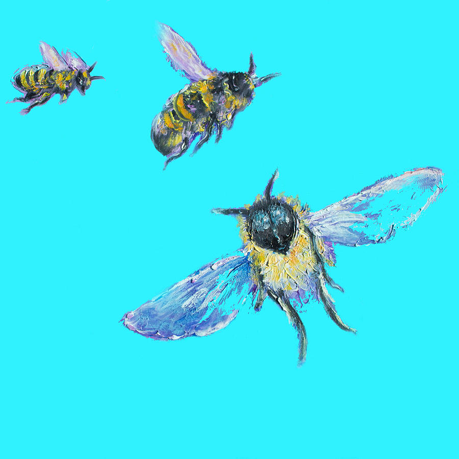 Insects Painting - Kitchen Art - Honey Bees by Jan Matson