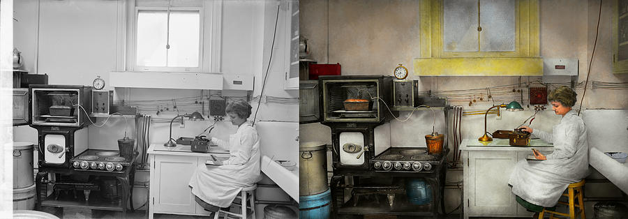Kitchen - How I bake bread 1923 - Side by Side Photograph by Mike Savad